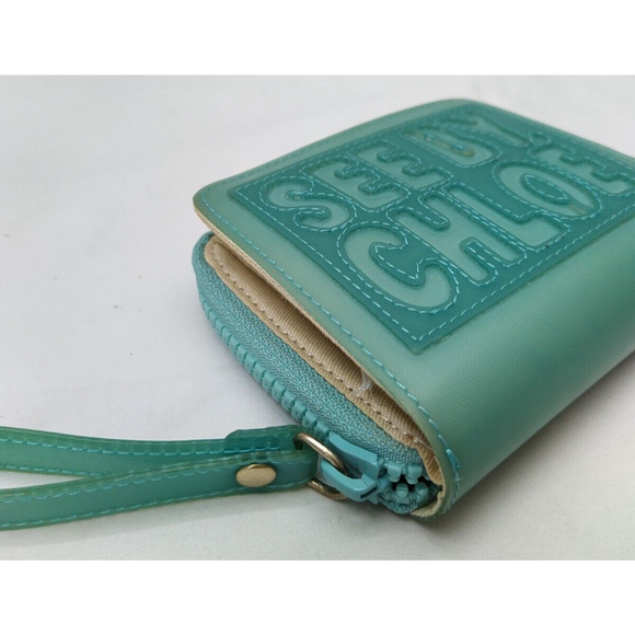 See By Chloe Turquoise Zip Around Credit Cards Bifold Square Wallet - Picture 6 of 12
